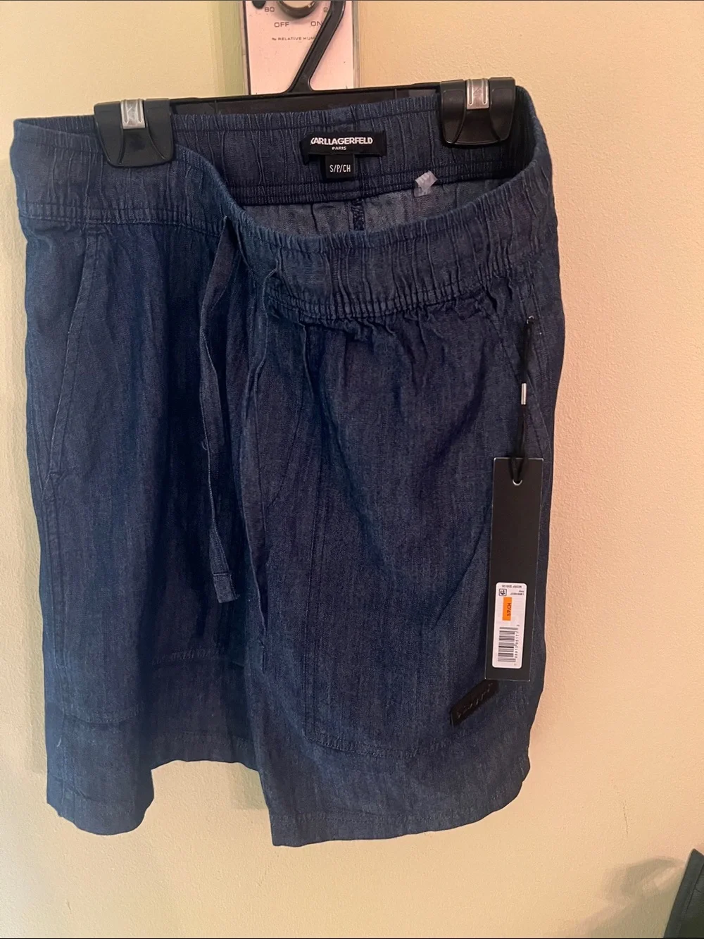 Karl Lagerfeld Men’s Elastic Drawstring Shorts in Indigo